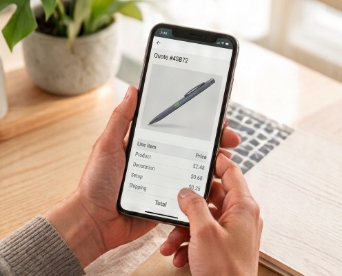 Hands holding a phone showing an itemized price quote